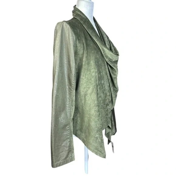 NEW Anthropologie Blank NYC Medium Draped Moto Jacket Vegan Suede Asymmetrical - Picture 3 of 16